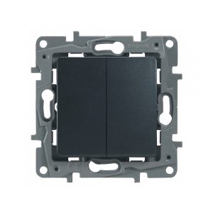 Переключатель двухклавишный Legrand Etika 10 A 250 В 672612 (антрацит) — изображение 1