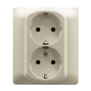 Двойная розетка - 2х2К+3 - винтовые клеммы в сборе - Жемчуг - Galea Life — изображение 1