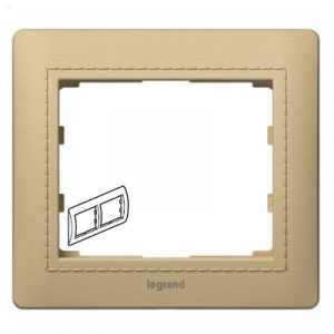 Рамка 2 поста - горизонтальный монтаж - из натуральной кожи - Светлая Кожа/Havana - Galea Life — изображение 1