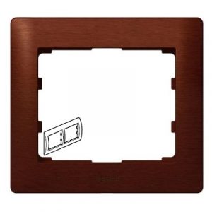 Рамка 2 поста - горизонтальный монтаж - из дерева - Махагон/Mahogany - Galea Life — изображение 1