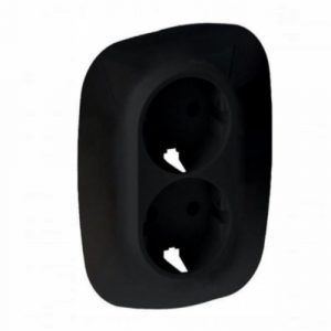 Лицевая панель для двойной силовой розетки 2х2К+З. Антрацит. Valena ALLURE — изображение 1