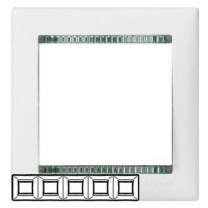 Рамка 5 постов горизонтальная Белый/Кристалл Valena — изображение 1