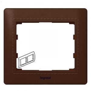 Рамка 2 поста - горизонтальный монтаж - из натуральной кожи - Темно-коричневая Кожа/Club - Galea Life — изображение 1