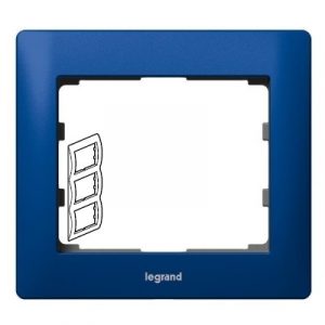 Рамка 3 поста - вертикальный монтаж - металлическая - Синий Металл/Magic Blue - Galea Life — изображение 1