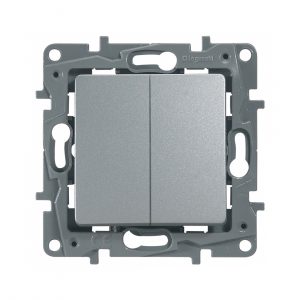 Переключатель двухклавишный Legrand 672412 Etika 10 A 250 В алюминий — изображение 1