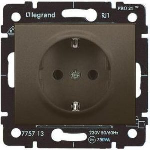 Розетка немецкий стандарт - 2К+3 - лицевая панель тёмная бронза - Galea Life — изображение 1