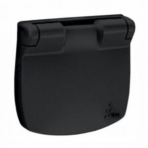 Лицевая панель розетки 2К+З с крышкой. Антрацит. Valena ALLURE — изображение 1