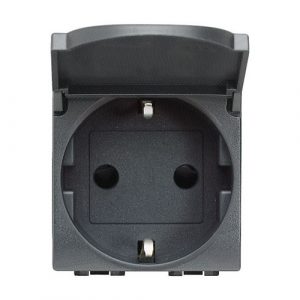 L4141PW LL Розетка 2К+З с крышкой, антрацит — изображение 1