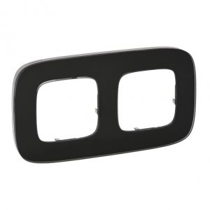 Рамка "Черное стекло". 2-постовая универсальная. Valena ALLURE — изображение 1