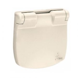 Лицевая панель розетки 2К+З с крышкой. Слоновая кость. Valena ALLURE — изображение 1