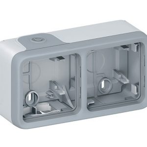 Двухместная монтажная коробка - 2 поста - горизонтальная установка - Серый  - Программа Plexo — изображение 1