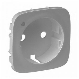 Лицевая панель розетки 2К+З с линзой для подсветки/индикации. Алюминий. Valena ALLURE — изображение 1