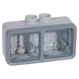 Двухместная монтажная коробка - 2 поста - горизонтальная установка - PG - Серый - Программа Plexo — изображение 1