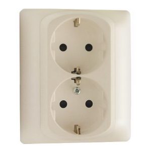 Двойная розетка 2х2К+3 с защитными шторками в сборе, автоматические клеммы - Жемчуг - Galea Life — изображение 1