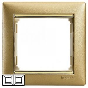 Рамка 2 поста горизонтальная Матовое золото Valena — изображение 1