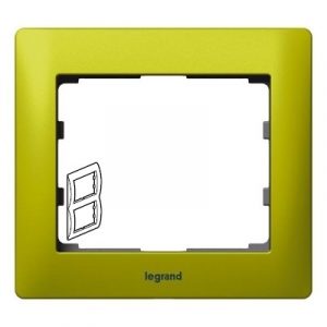 Рамка 2 поста - вертикальный монтаж - металлическая - Зеленый Металл/Magic Green - Galea Life — изображение 1