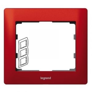 Рамка 3 поста - вертикальный монтаж - металлическая - Красный Металл/Magic Red - Galea Life — изображение 1