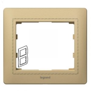 Рамка 2 поста - вертикальный монтаж - из натуральной кожи - Светлая Кожа/Havana - Galea Life — изображение 1