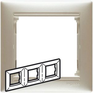 Рамка 3 поста - горизонтальный монтаж - Жемчуг - Valena — изображение 1