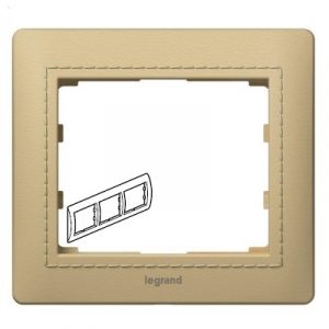 Рамка 3 поста - горизонтальный монтаж - из натуральной кожи - Светлая Кожа/Havana - Galea Life — изображение 1