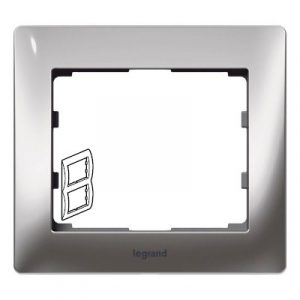 Рамка 2 поста - вертикальный монтаж - металлическая - Хром/Chrome - Galea Life — изображение 1