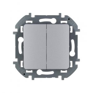 Выключатель двухклавишный Legrand 673622 Inspiria с/у алюминий — изображение 2