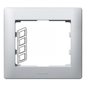 Рамка 4 поста - вертикальный монтаж - Алюминий - Galea Life — изображение 1