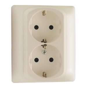 Двойная розетка - 2х2К+3 - винтовые клеммы - с защитными шторками в сборе - Жемчуг - Galea Life — изображение 1