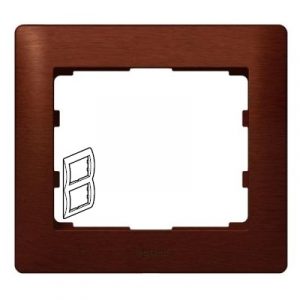 Рамка 2 поста - вертикальный монтаж - из дерева - Махагон/Mahogany - Galea Life — изображение 1