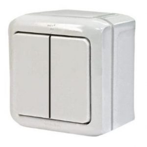 Переключатель 10A 2 клав IP44, Белый. Quteo — изображение 1