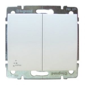 Выключатель двухклавишный IP 44 (влагостойкая) PRO21, Белый - Galea Life — изображение 1