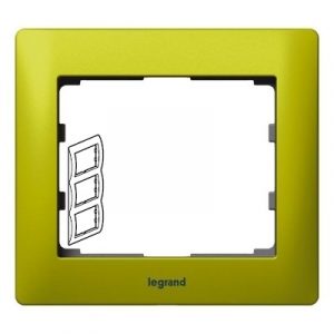 Рамка 3 поста - вертикальный монтаж - металлическая - Зеленый Металл/Magic Green - Galea Life — изображение 1