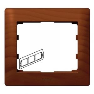 Рамка 3 поста - горизонтальный монтаж - из дерева - Вишня/Cherry - Galea Life — изображение 1