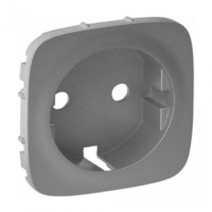 Лицевая панель розетки 2К+З. Алюминий. Valena ALLURE — изображение 1