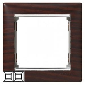 Рамка 2 поста горизонтальная Темное Дерево/Серебряный штрих Valena — изображение 1