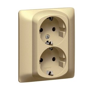 Двойная розетка - 2х2К+3 - автоматические клеммы - с защитными шторками в сборе - Титан - Galea Life — изображение 1