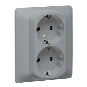 Двойная розетка - 2х2К+3 - винтовые клеммы в сборе - Алюминий - Galea Life — изображение 1