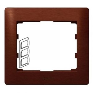 Рамка 3 поста - вертикальный монтаж - из дерева - Махагон/Mahogany - Galea Life — изображение 1