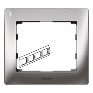 Рамка 4 поста - горизонтальный монтаж - металлическая - Хром/Chrome - Galea Life — изображение 1