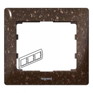 Рамка 3 поста - горизонтальный монтаж - Corian шоколад - Galea Life — изображение 1