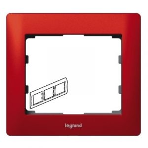 Рамка 3 поста - горизонтальный монтаж - металлическая - Красный Металл/Magic Red - Galea Life — изображение 1