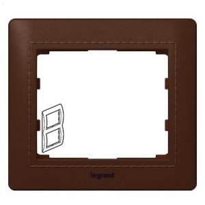 Рамка 2 поста - вертикальный монтаж - из натуральной кожи - Темно-коричневая Кожа/Club - Galea Life — изображение 1