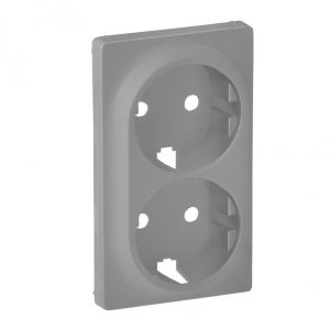 Лицевая панель для двойной силовой розетки 2х2К+З. Алюминий. Valena LIFE — изображение 1