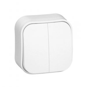 Выключатель двухклавишный Legrand Forix 10A 250В IP20 накладной белый — изображение 1