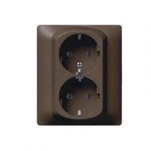 Двойная розетка 2х2К+3 - винтовые клеммы - в сборе - тёмная бронза - Galea Life — изображение 1