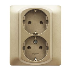 Двойная розетка - 2х2К+3 - винтовые клеммы в сборе - Титан - Galea Life — изображение 1