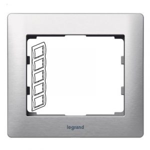 Рамка 5 постов - вертикальный монтаж - металлическая - Шлифованный алюминий - Galea Life — изображение 1