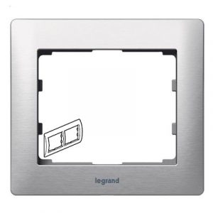 Рамка 2 поста - горизонтальный монтаж - металлическая - Шлифованный алюминий - Galea Life — изображение 1