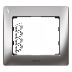 Рамка 4 поста - вертикальный монтаж - металлическая - Хром/Chrome - Galea Life — изображение 1