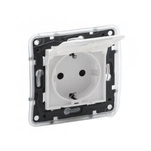 Розетка 2К+З Niloe Step 16А 250 В с з/ш с крышкой IP44 авт. клеммы Белый — изображение 1